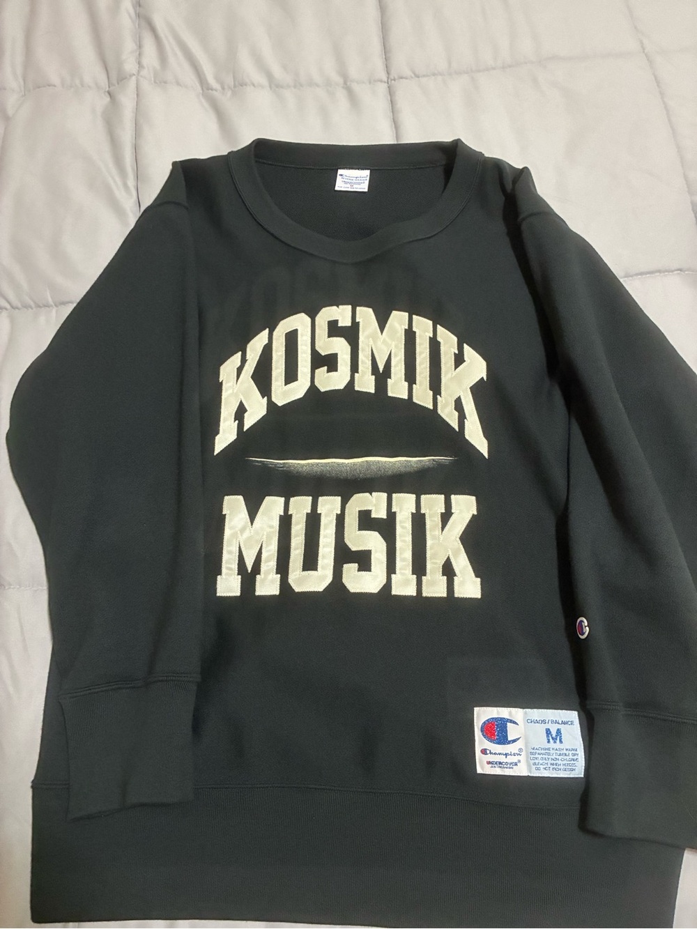 Champion Black Crewneck Sweatshirt with 'Kosmik Musik' Print